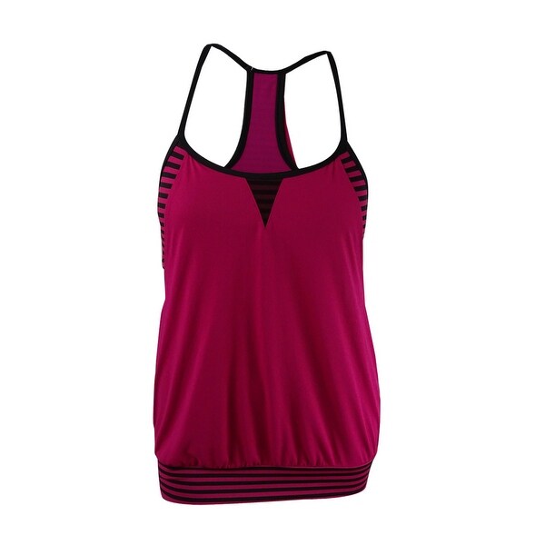 women's nike textured stripe layered tankini top