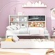 preview thumbnail 6 of 31, Daybed with 4 Storage Compartment, Blackboard, Cork Board and Trundle, Wooden Captain Bed with USB Ports for Bedroom