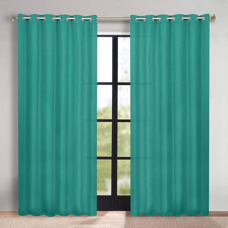 Superior Solid Machine Washable Room Darkening Grommet Blackout Curtains, Set of 2