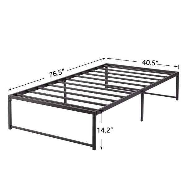 dimension image slide 1 of 6, VECELO 14 Inch Twin Size Metal Platform Bed Frame,Kids Bed Set of 2, Bed Frame Set of 2