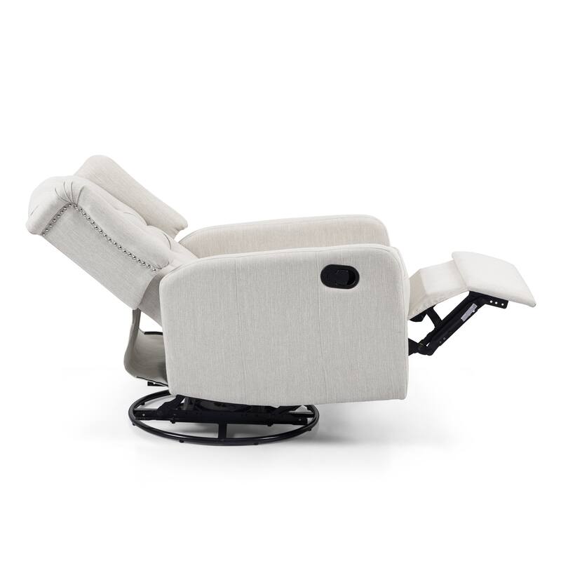 360° Rotation Lounge Chair with Classic Style for Living Room or Bedroom, Lever-Control Recliner for Reading & Relaxation