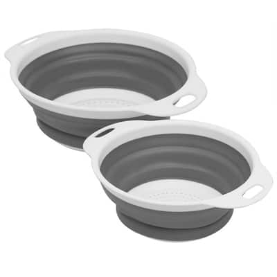 2 Piece Nesting Collapsible Silicone Colander, Green