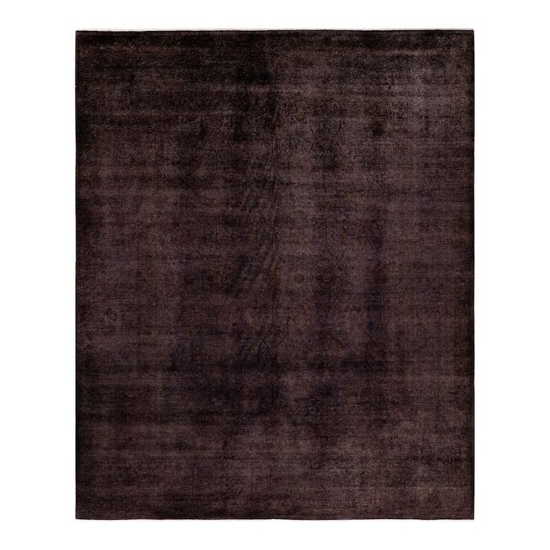 Overton Hand Knotted Wool Vintage Inspired Modern Contemporary Overdyed Brown Area Rug - 8' 4" x 10' 2"