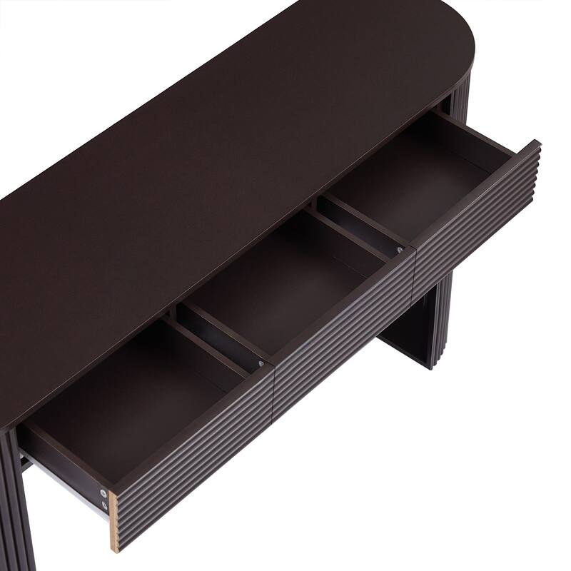Christopher Knight Home - Maravelle MDF 3 Drawers Console Table with Round Slat Texture and Storage