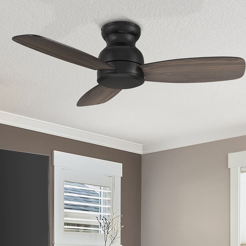 CARRO Quest 44" Indoor Ceiling Fan with No Light ,Remote Control. - Black/Walnut Color