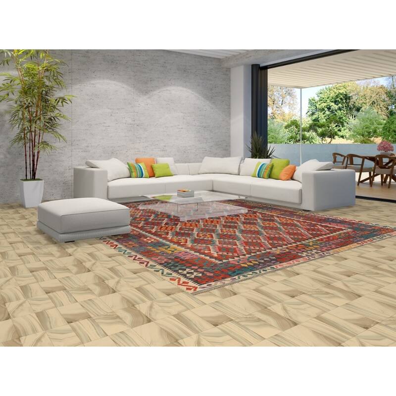 South Western Kilim Oriental Area Rug Flatweave Geometric Wool Carpet - 10'2" x 13'4"