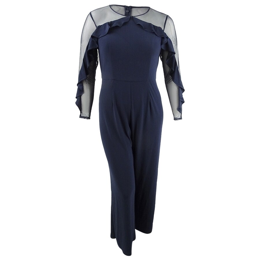 r & m richards illusion ruffle jumpsuit