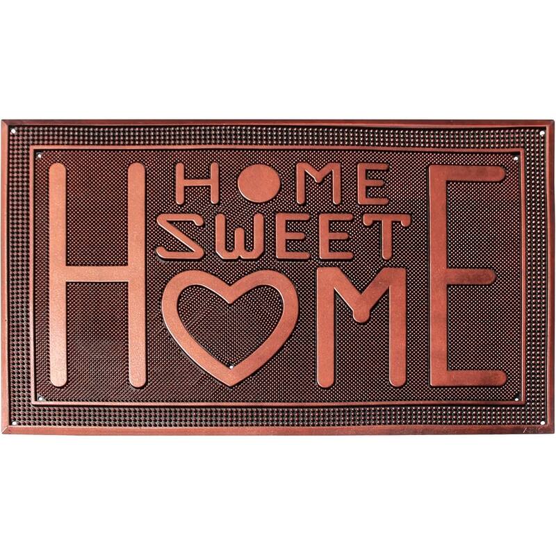 A1HC Home Sweet Home Rubber Pin Mat Heavy Duty Doormat, Copper - 24"x39"