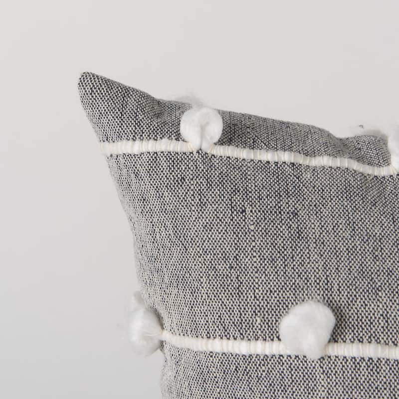 Linda 13 x 21 Navy And Cream With White Detail Decorative Pillow Cover