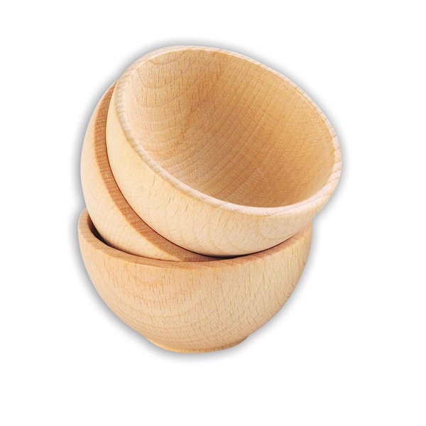 slide 2 of 5, Wooden Bowls, Set of 3