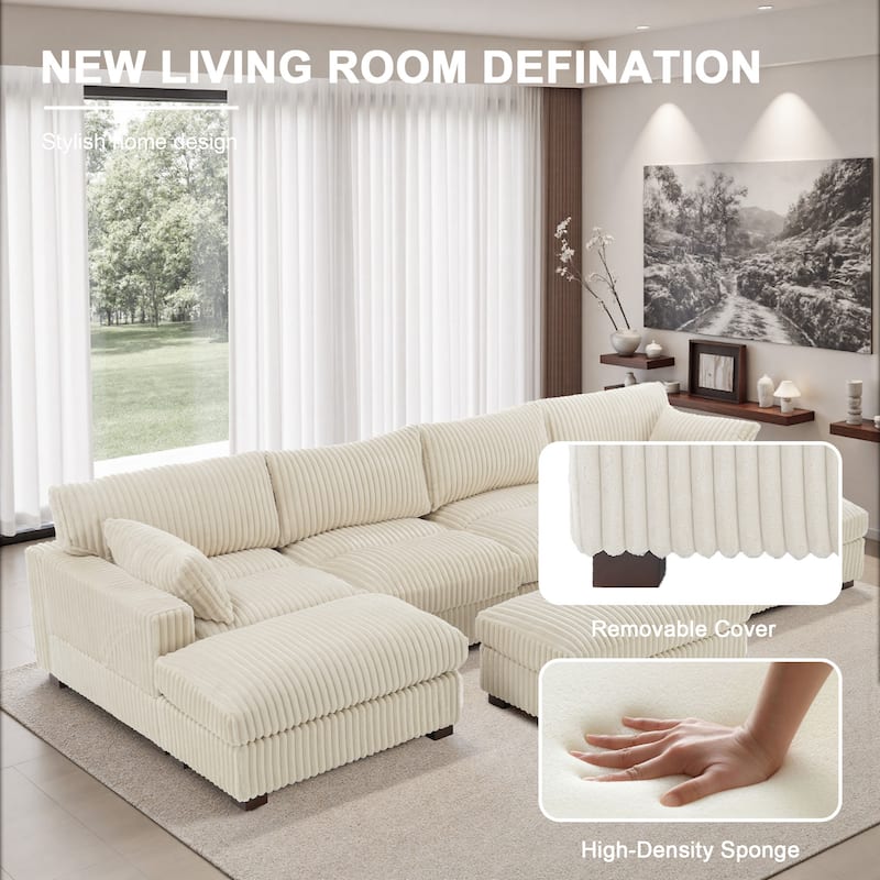 6-Piece 118.4"W Plush Oversized Modular Sectional Sofa Set