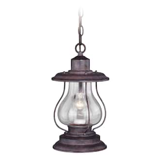 Dockside 1 Light Bronze Coastal Outdoor Lantern Pendant Clear Glass - 8-in W x 14.75-in H x 8-in D