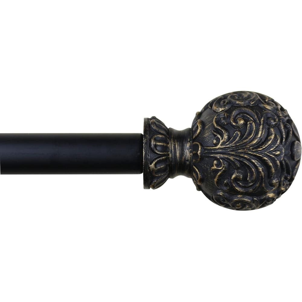 1-inch Diameter Scroll Ball Adjustable Single Drapery Curtain Rod