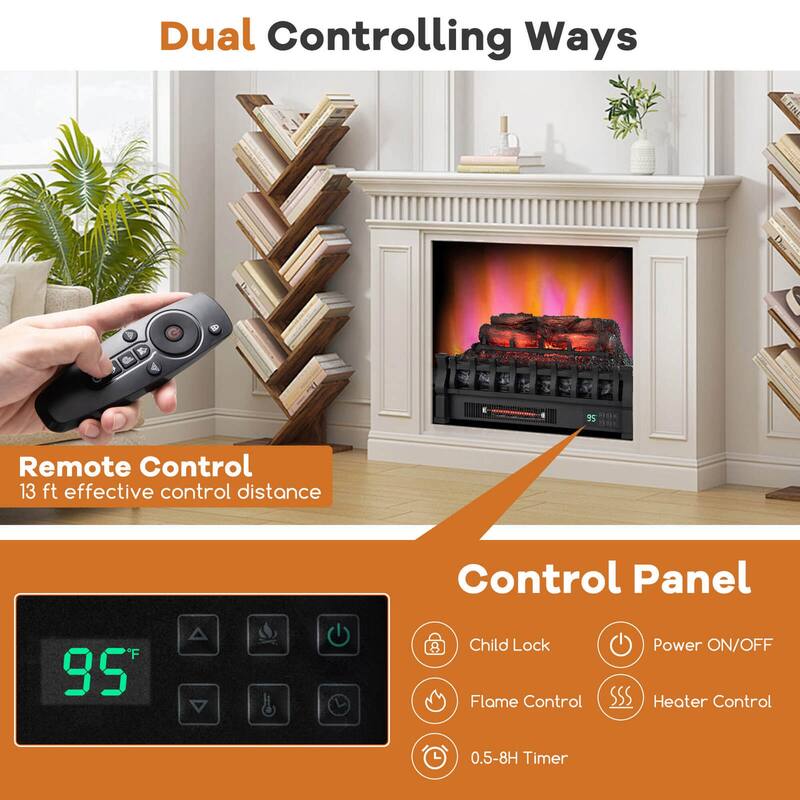 Costway 23 Inch Electric Fireplace Heater Fireplace Logs Inserts - See Details
