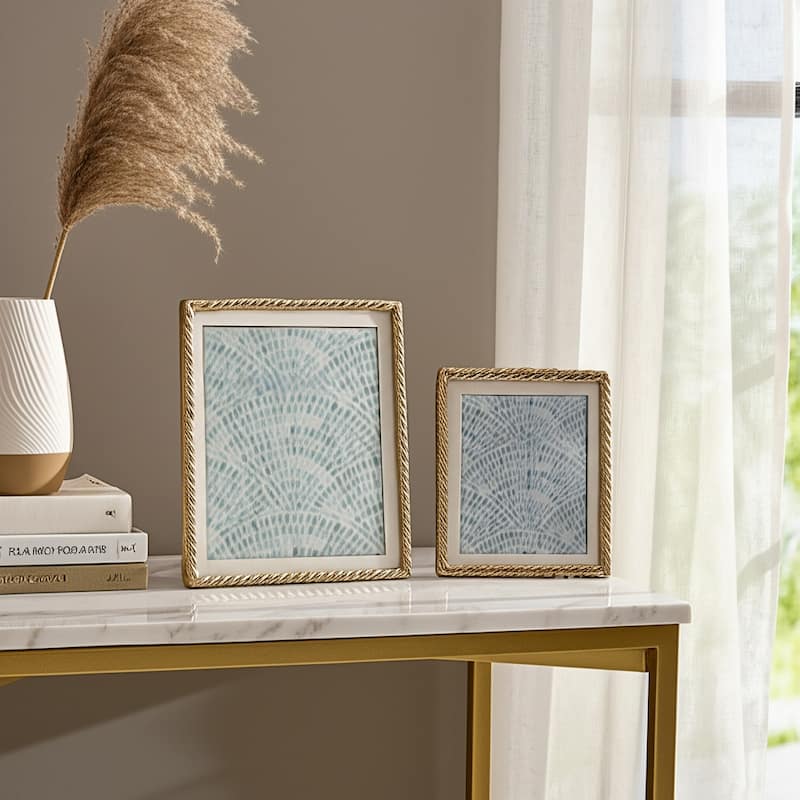 Metal Wood Picture Frame Modern Decorative Textured Design Home Decor - Gold - 15" x 0.75" x 17"
