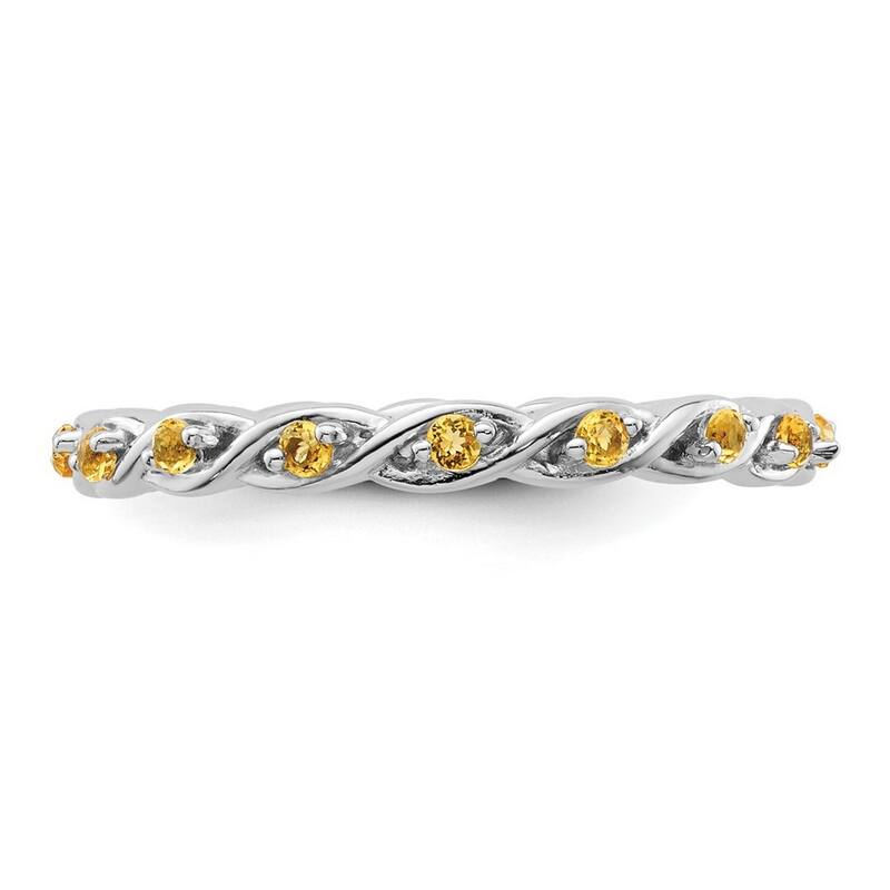 Curata 2.5mm 925 Sterling Silver Polished Prong set Stackable Expressions Citrine Ring