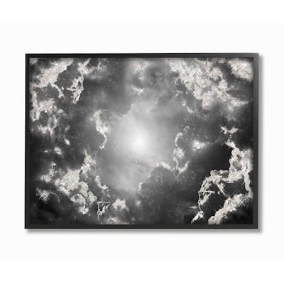 Stupell Sun Centered Behind Dark Sparkled Clouds Black White Framed Wall Art