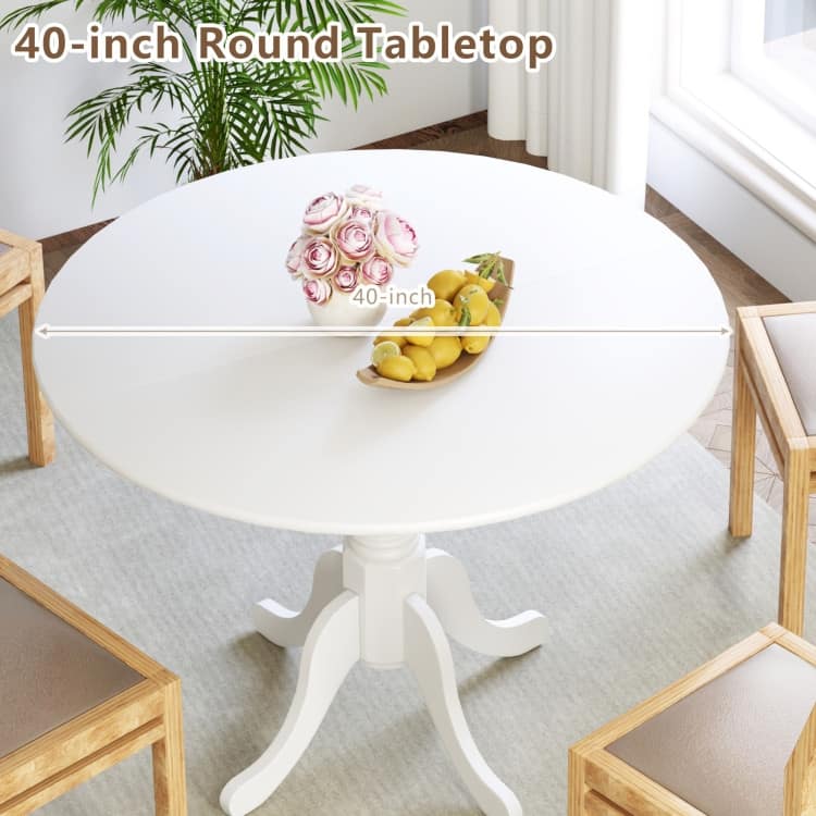 Rubber Wood Round Dining Table with Curved Legs and Adjustable Foot Pads - 40 x 40 x 29 inch (L x W x H)