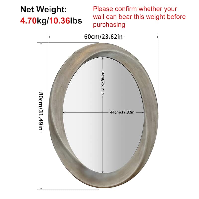 Antique Baroque Oval Wall Art Mirror Beveled Frame Accent Mirror