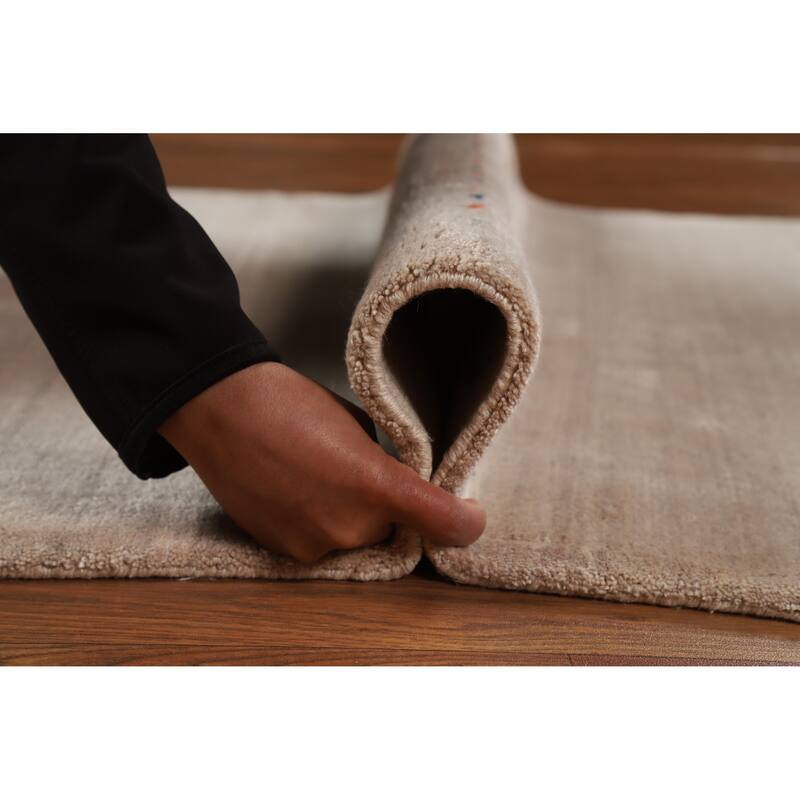 Tribal Gabbeh Indian Foyer Rug Handmade Beige Silk Carpet - 3'1"x 4'11"