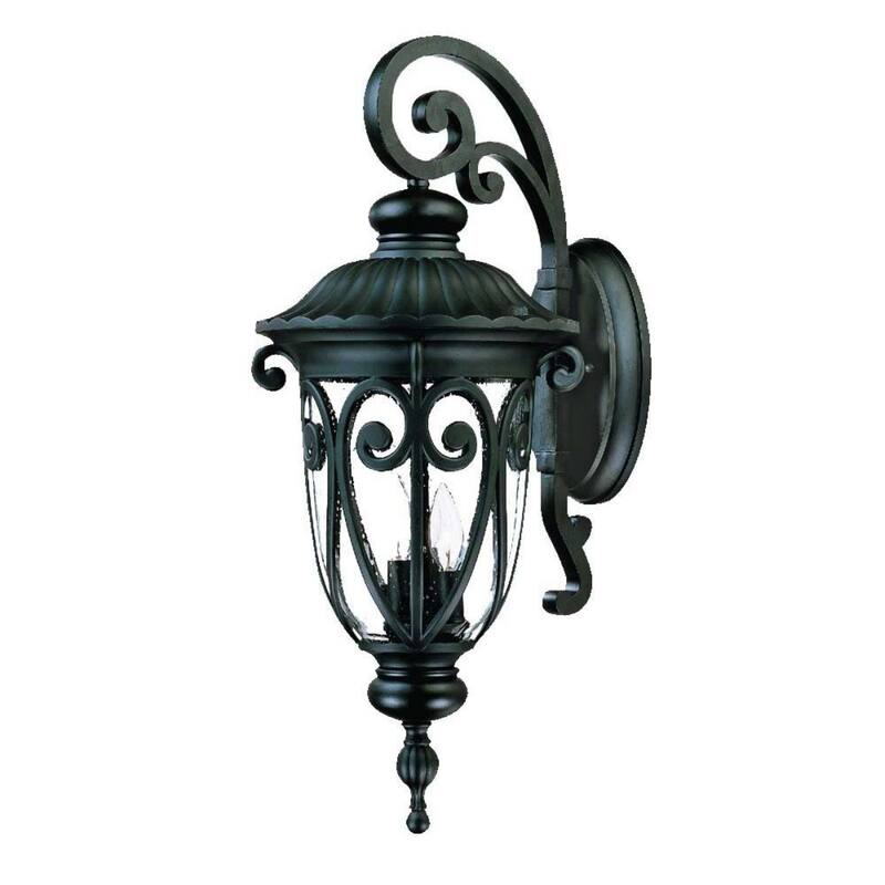 Glass Flush Wall Mount Light with 3 LED Bulbs and Seeded Shade - 14” x 11.25” x 27.5” (D x W x H)
