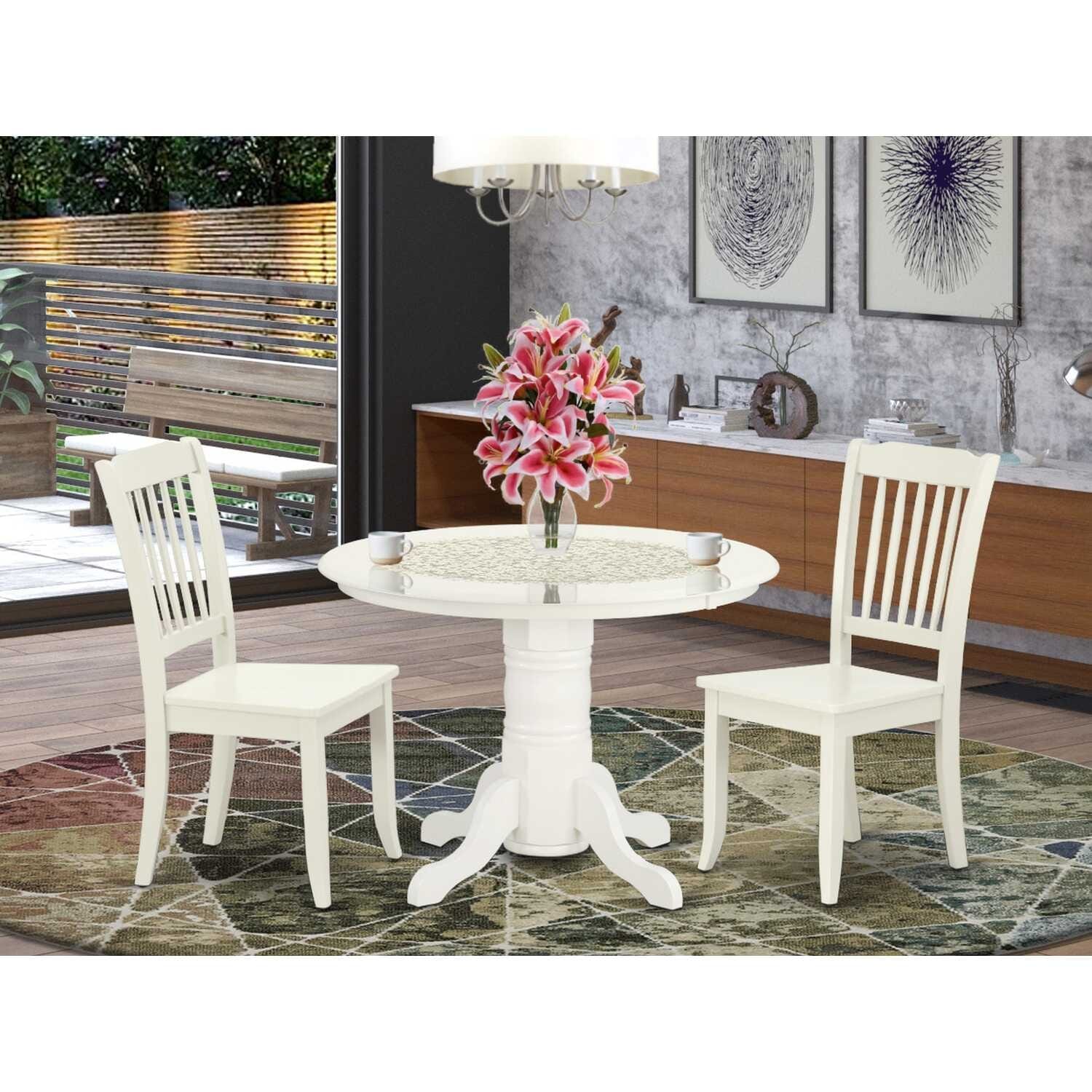 Round Dining Table Set 42 Inch | Rustic Farmhouse Table with 2 Chairs | Kitchen Dining Room Furniture