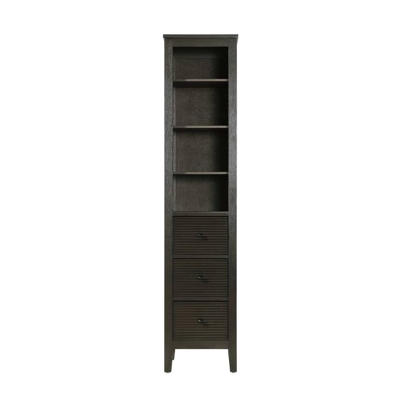 Kensington 16-28 Inch Open Shelving Bath Storage Cabinet - Chocolate Oak - 16"