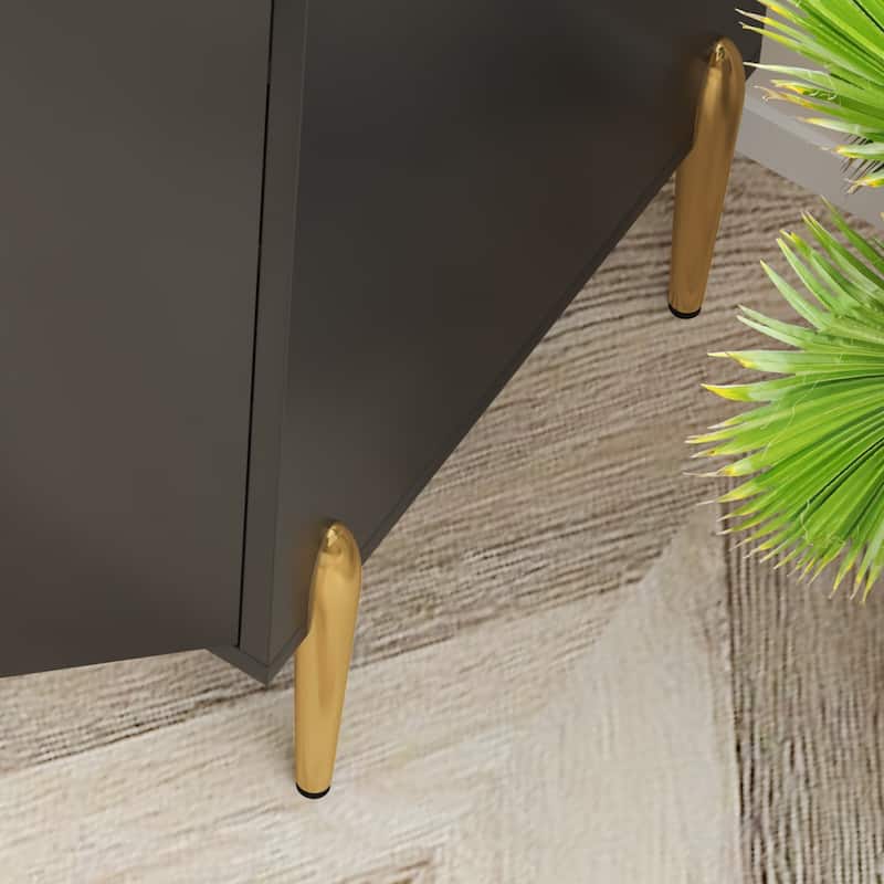 GDFStudio - Marlowe Wood Liquor Buffet Cabinet with Wine Rack and Adjustable Storage Shelf