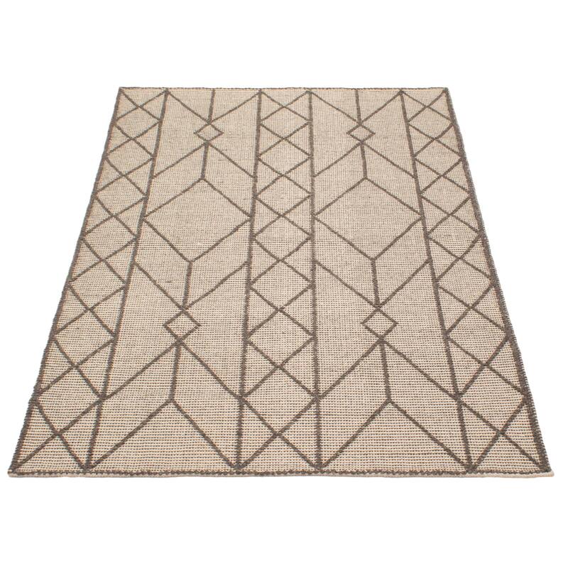 ECARPETGALLERY Braid weave Sienna Cream Wool Rug - 5'0 x 7'10