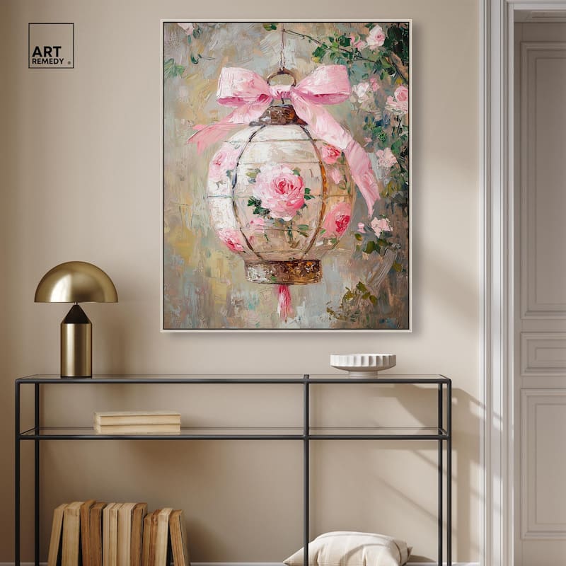 Rose Garden Lantern Canvas by Art Remedy
