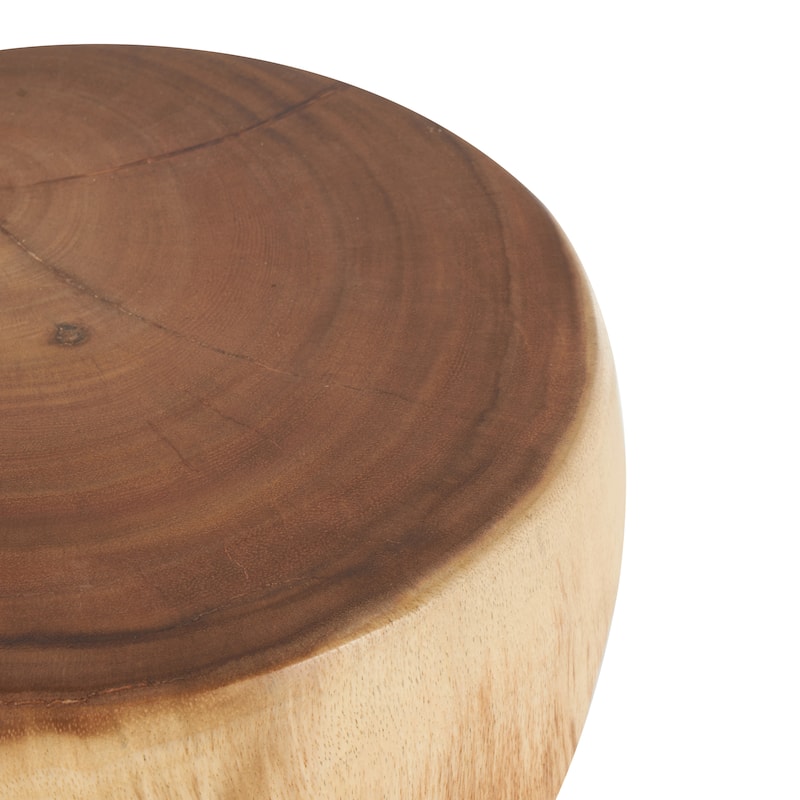 Teak Wood Handmade Accent Table with Abstract Triangle Cutout - Brown - Roche River Decor - 13"W x 14"L x 16"H