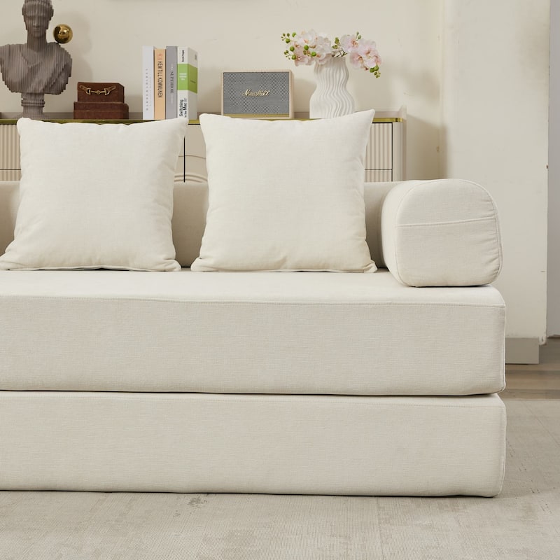 Comfy Convertible Folding Mattress Couch,Floor Sofa Bed, Chenille Floor Sofa With Armrest, Floor Sofa Lounge Couch