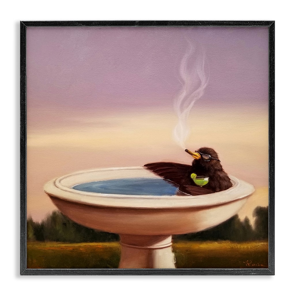 Stupell Birdbath Best Life Animal Alcohol Humor Bird Margarita Framed Wall Art