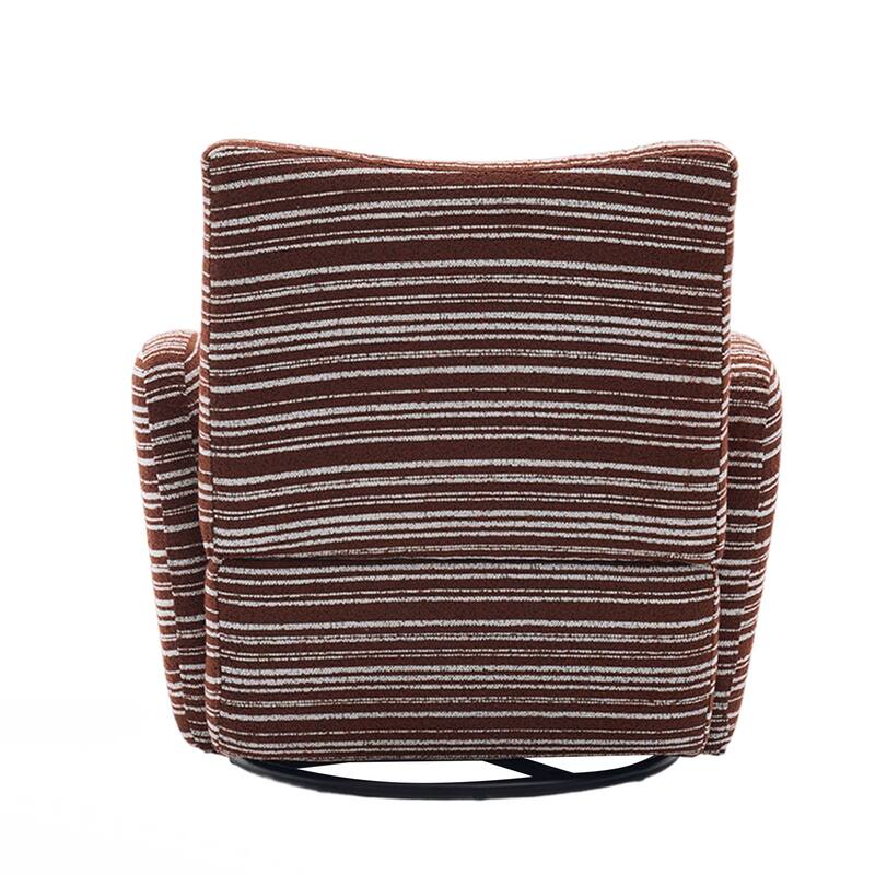 Modern Style 360° Swivel Leisure Chair Fabric Striped Armrest Swivel Chair and metal bracket, suitable for living room, balcony