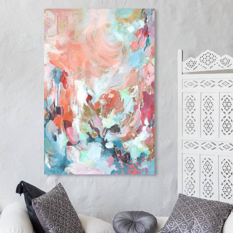Wynwood Studio Abstract Paradise View Pink and Light Pink Glam Wall Art Canvas Print - 45 x 30