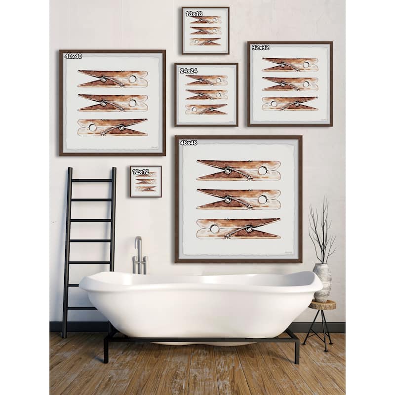 'Wooden Clothespin' Framed Painting Print