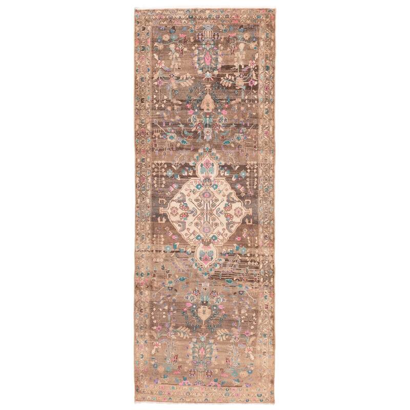 ECARPETGALLERY Hand-knotted Antalya Vintage Brown Wool Rug - 3'8 x 10'5
