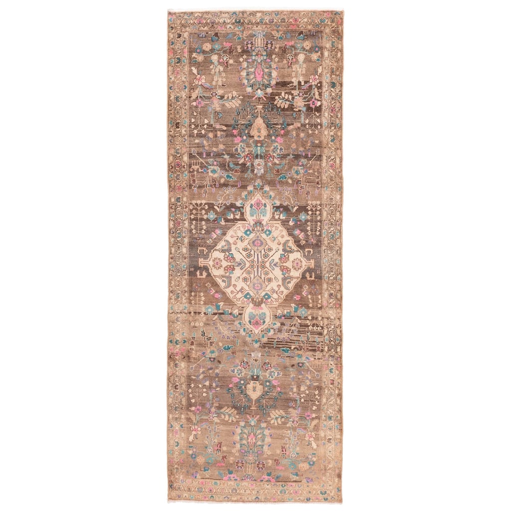 ECARPETGALLERY Hand-knotted Antalya Vintage Brown Wool Rug - 3'8 x 10'5