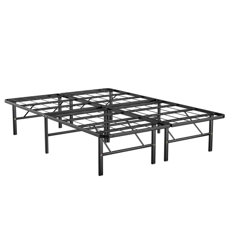 Gymax 14'' Twin/Full/Queen Size Metal Platform Bed Foldable Mattress