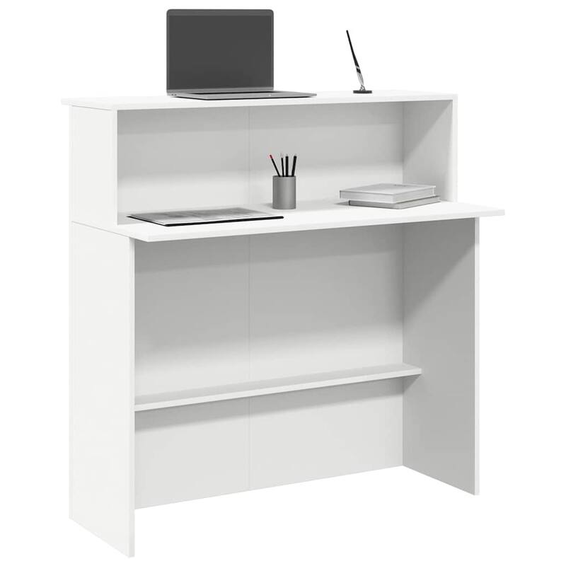 vidaXL Reception Desk White Engineered Wood Standard Reception Desk