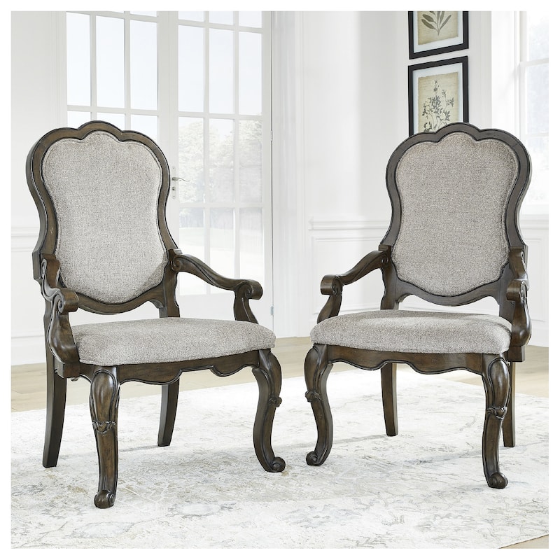 Signature Design by Ashley Maylee Dark Brown Dining Arm Chair - 30.75"W x 27.25"D x 45.75"H - 30.75"W x 27.25"D x 45.75"H - Set of 2 - Dark Brown - Short