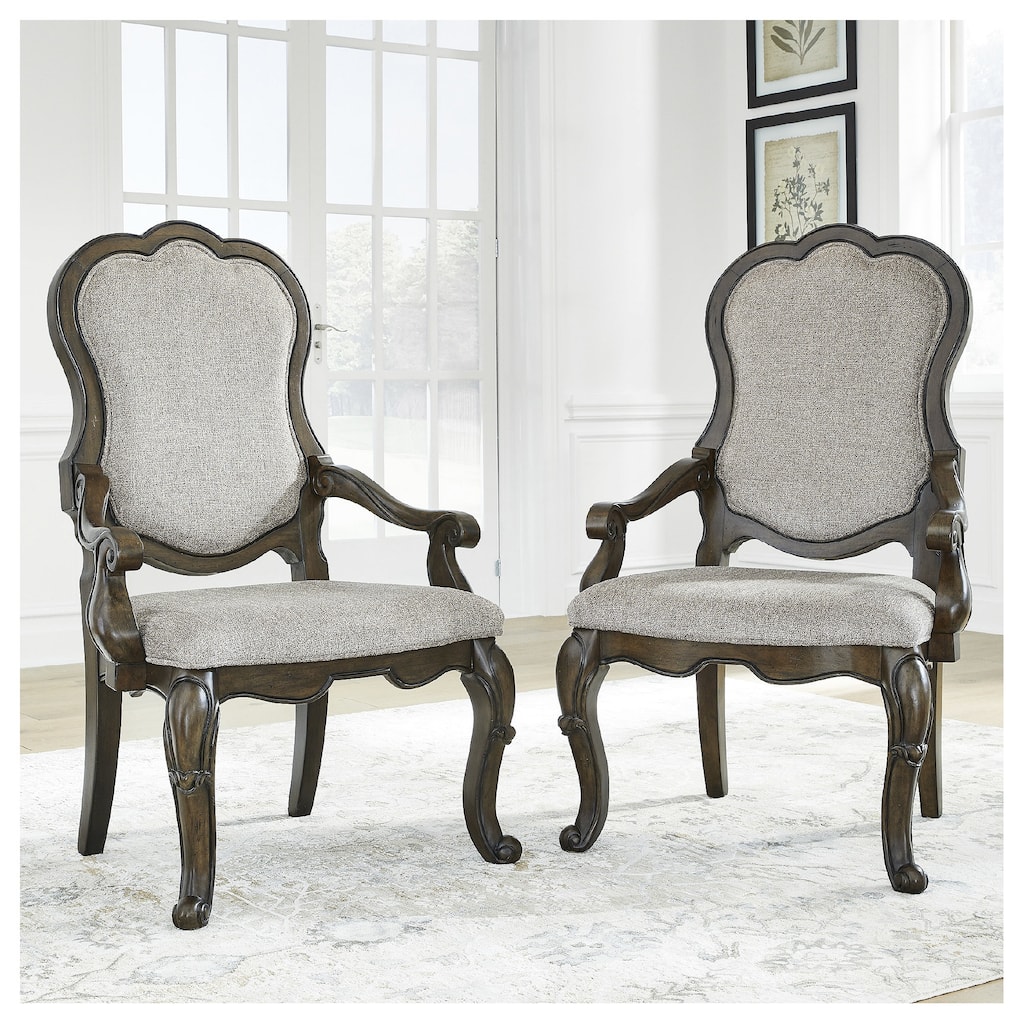 Signature Design by Ashley Maylee Dark Brown Dining Arm Chair - 30.75"W x 27.25"D x 45.75"H