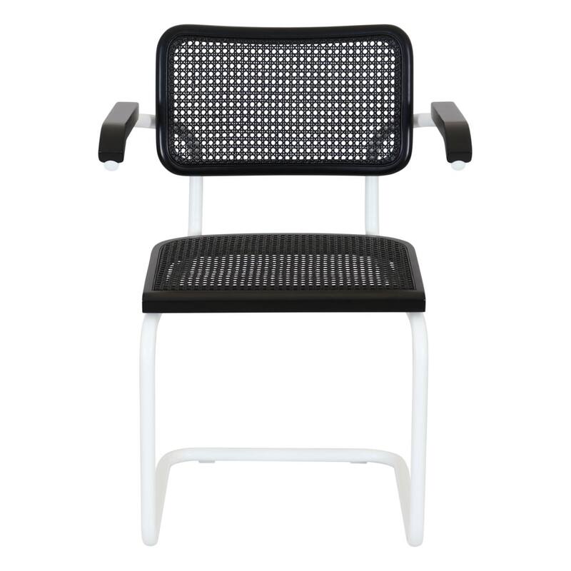 Breuer Chair Company Marcel Breuer Cesca Cane Cantilever Armchair Arm Chair w/ White Steel Frame (Various Wood & Cane Colors)