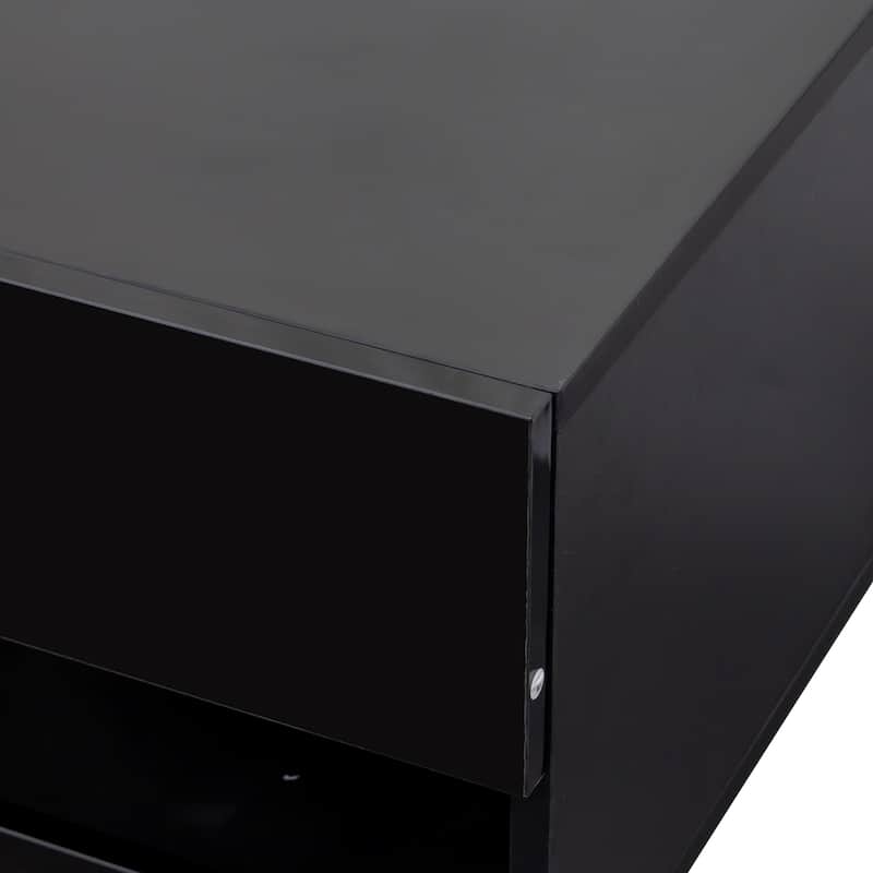 Wall Mounted Floating 80" TV Stand with LED Lights & Charging Station, Modern Media Console with Storage