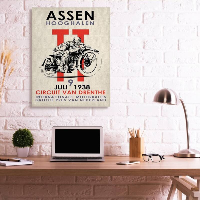 Stupell Vintage Racing Sport Circuit Poster Motorcycle European Canvas Wall Art