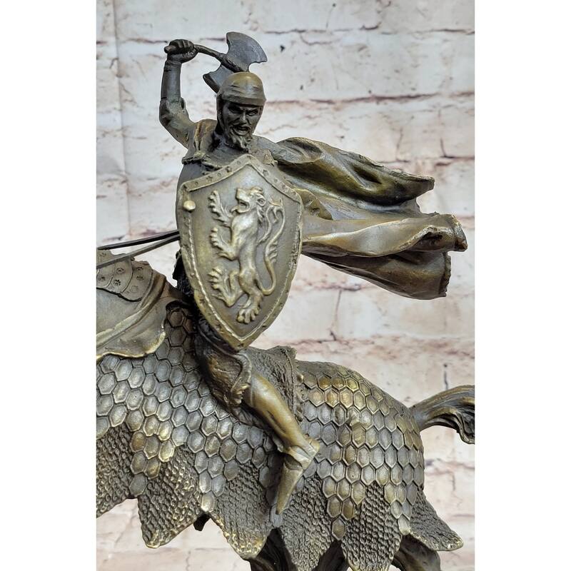 European Knight On Imitative Horseback Armored Imitative Horse Bronze Sculpture Statue Figure By Kamiko