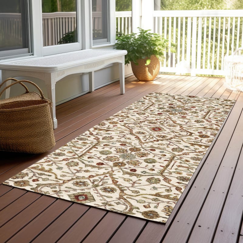 Machine Washable Indoor/ Outdoor Traditional Persian Chantille Rug