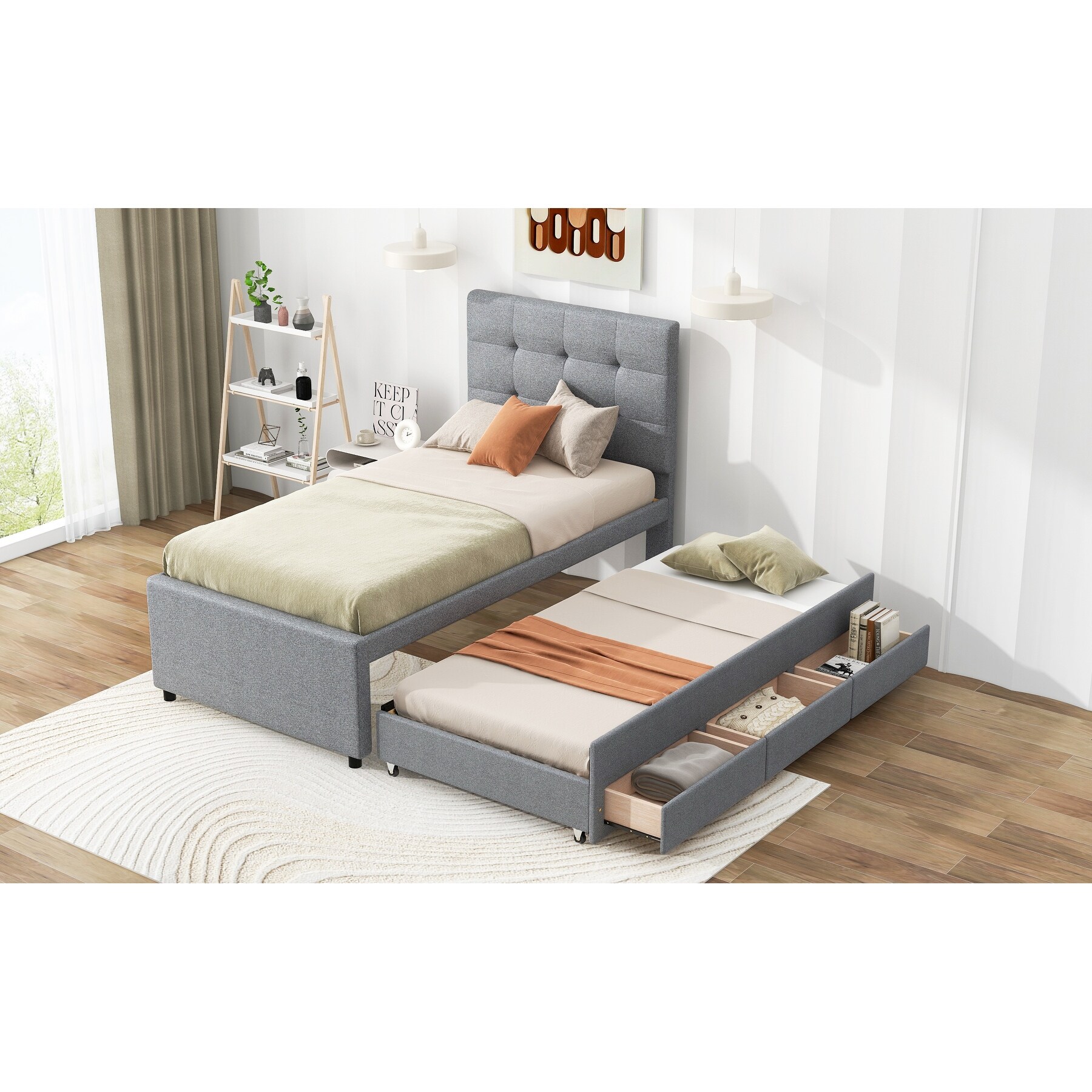 King size bed with shop pull out single