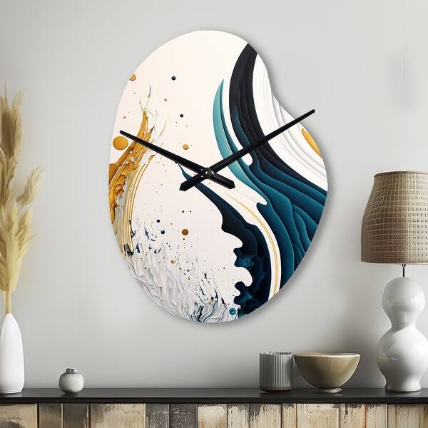 Designart - Blue And Gold Modern Art Abstract Painting VI - Abstract ...