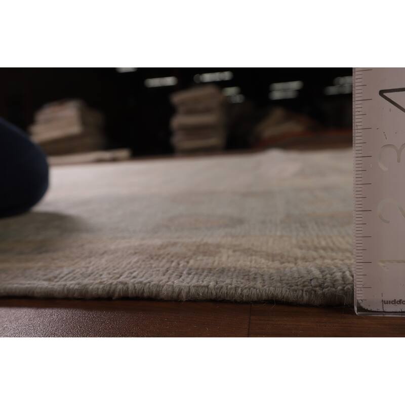 Vegetable Dye Gray Oushak Oriental Area Rug Handmade Wool Carpet - 9'1" x 11'11"